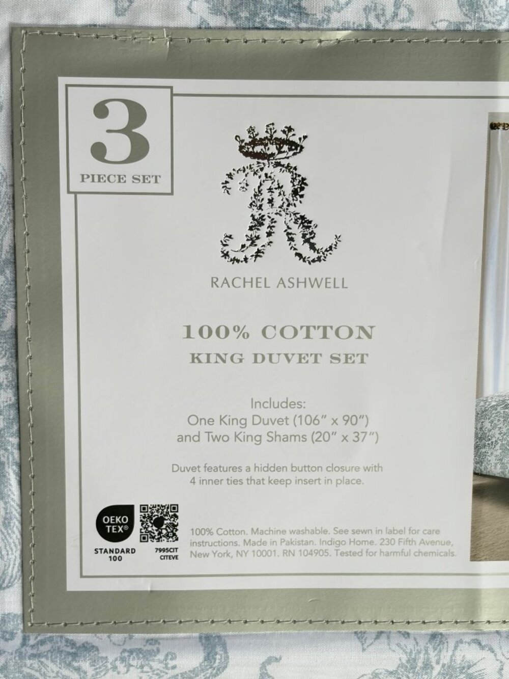 Rachel Ashwell Shabby King Size Cotton Duvet Set - BLUE Floral (106" X 90") - Picture 6 of 8